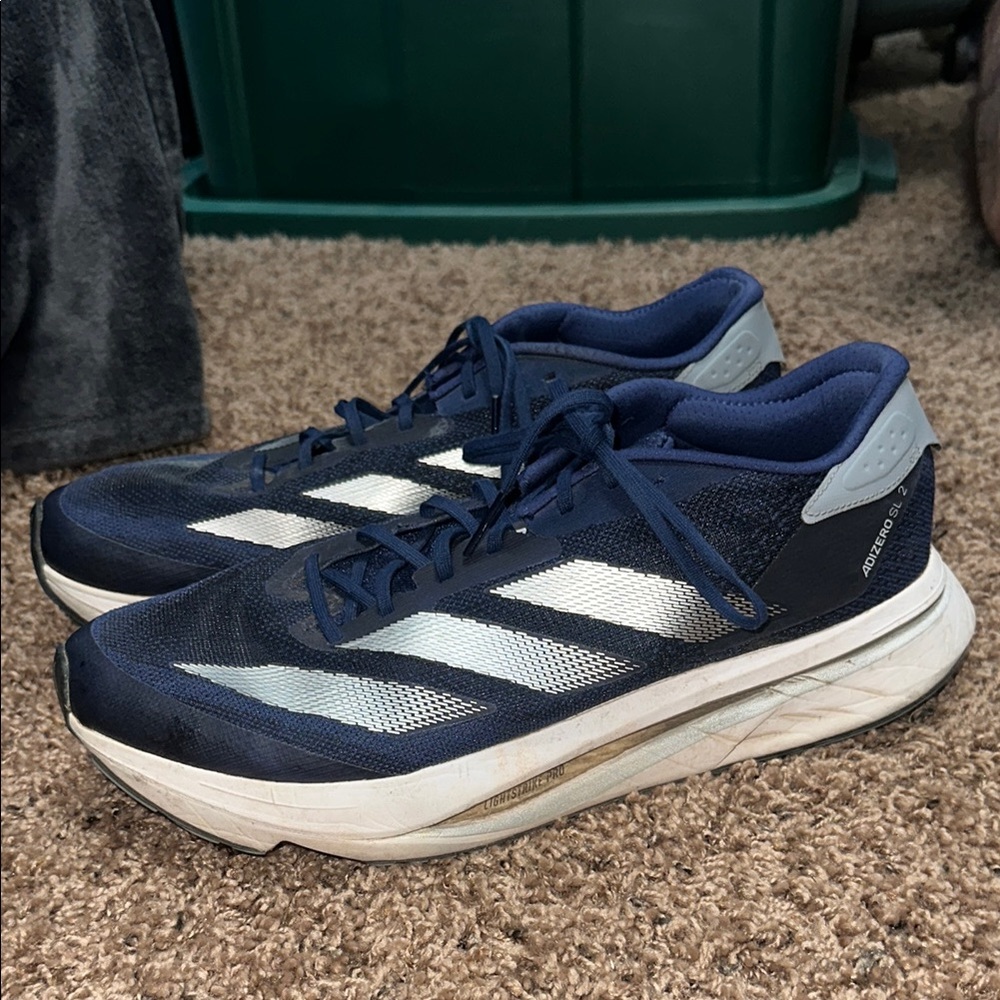 adidas adizero SL 2 Navy and White Men's Athletic Running Shoes
